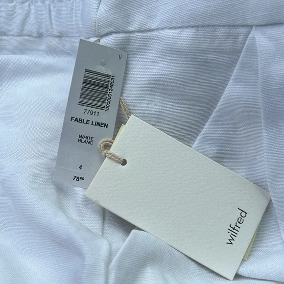 Aritzia Wilfred Fable Linen Shorts 3" In White NWT Size 4 - Picture 3 of 5